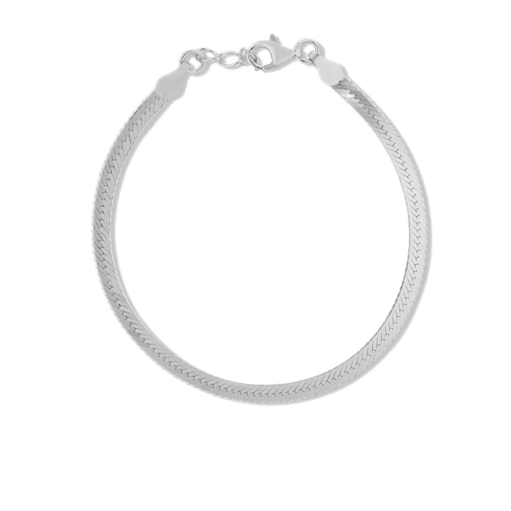 Herringbone Armband "3mm" mit 18-Karätiger Vergoldung Bracelet Loanya Silber Frauen (15 cm + 4 cm)