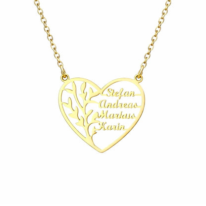 Family Heart Tree of Life Necklace