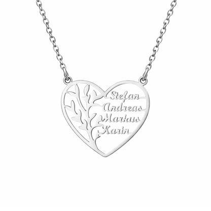 Family Heart Tree of Life Necklace