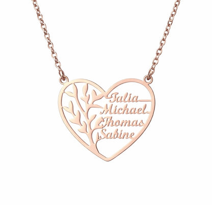 Family Heart Tree of Life Necklace