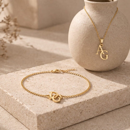 Intertwined Initial Set – Personalised Necklace & Bracelet