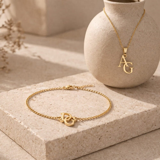 Intertwined Initial Set – Personalised Necklace & Bracelet
