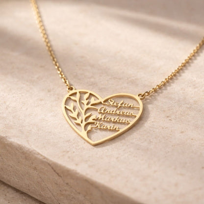 Family Heart Tree of Life Necklace