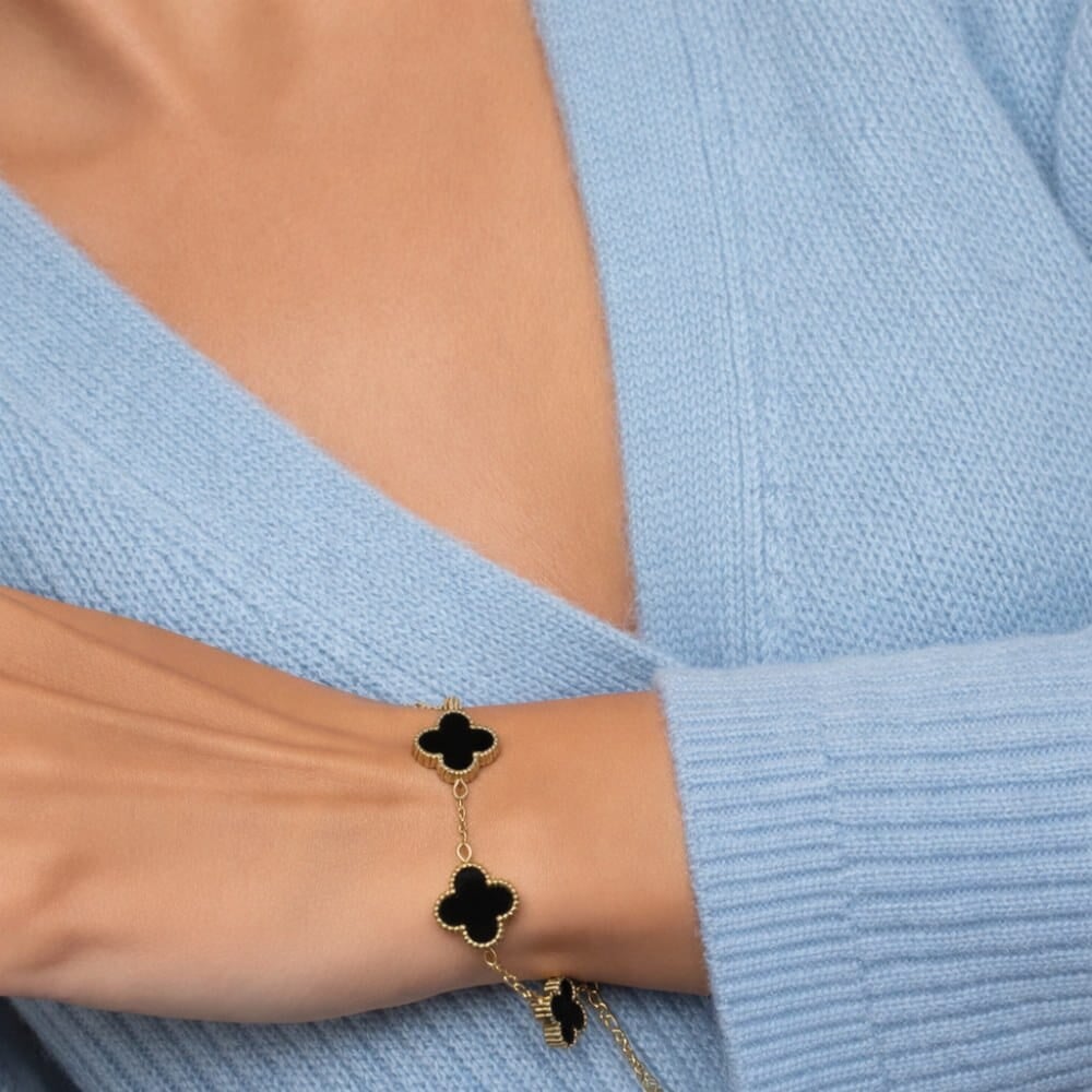 Engraved Clover Charm Bracelet