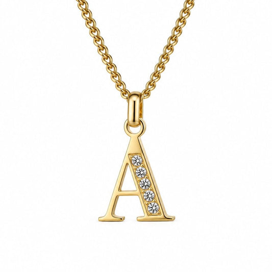 Letter Necklace with Zirconia Stones