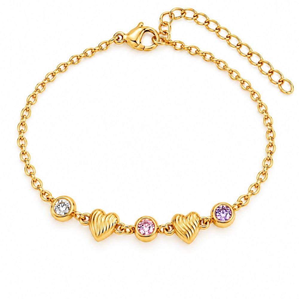 Personalised Heart Birthstone Bracelet