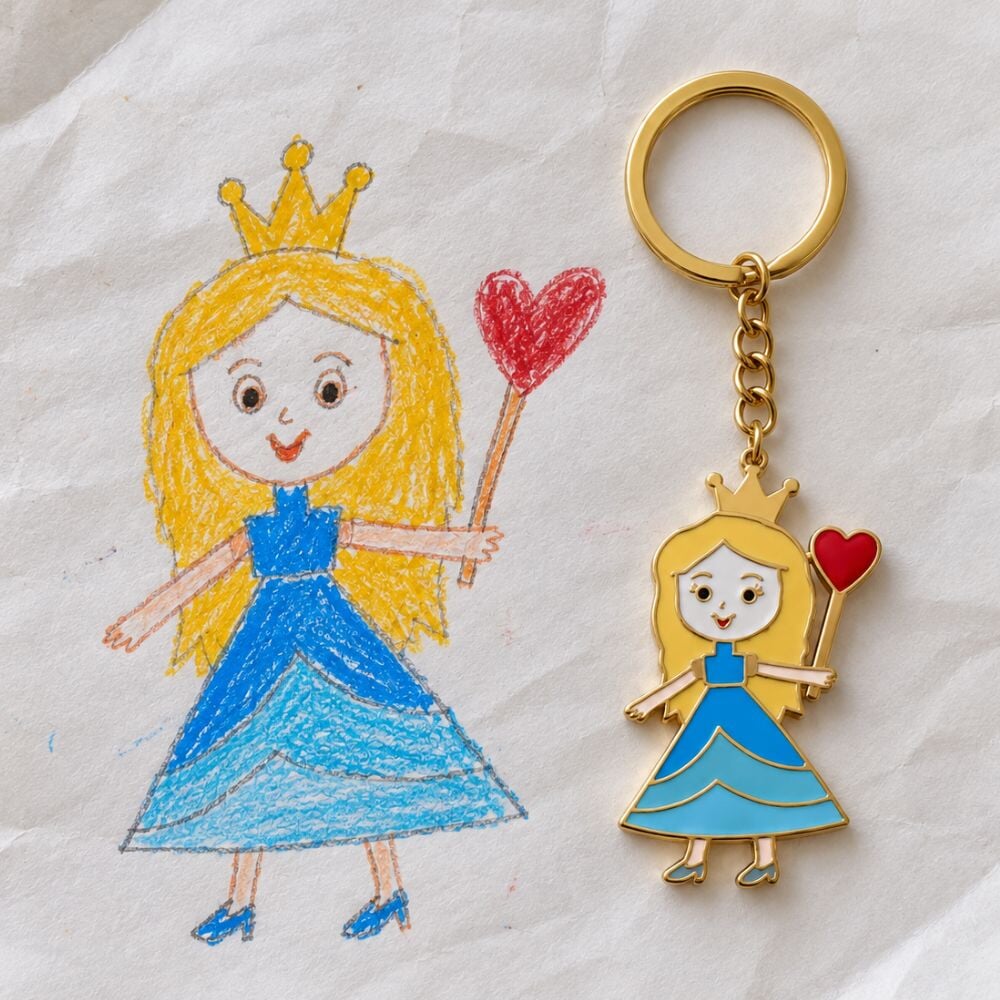 Personalised Keyring from a Child's Drawing – Full Colour