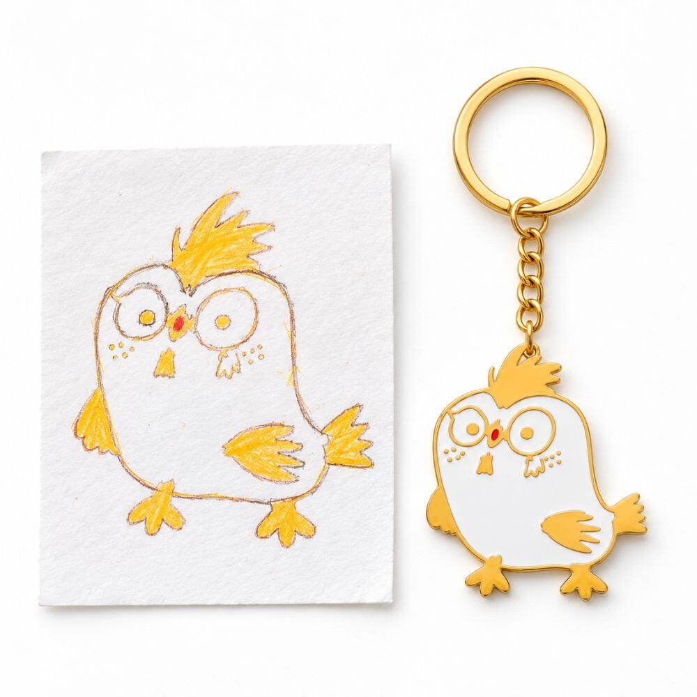 Personalised Keyring from a Child's Drawing – Full Colour