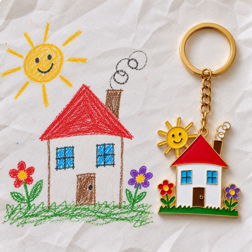 Personalised Keyring from a Child's Drawing – Full Colour