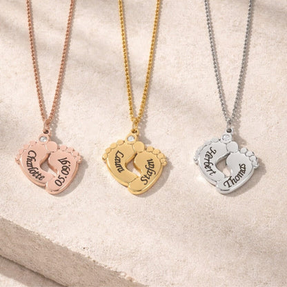 Personalised Baby Foot Necklace with Zirconia Stone