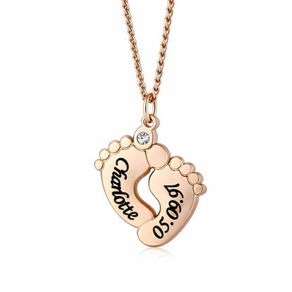 Personalised Baby Foot Necklace with Zirconia Stone