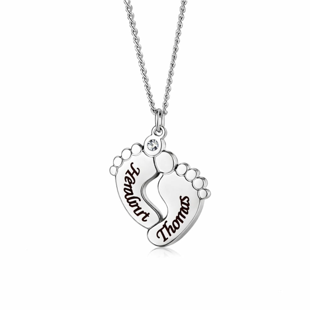 Personalised Baby Foot Necklace with Zirconia Stone