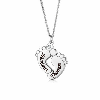 Personalised Baby Foot Necklace with Zirconia Stone