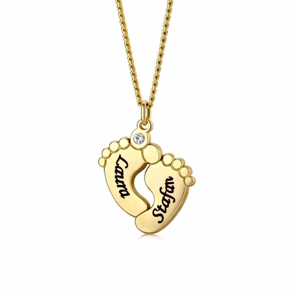 Personalised Baby Foot Necklace with Zirconia Stone