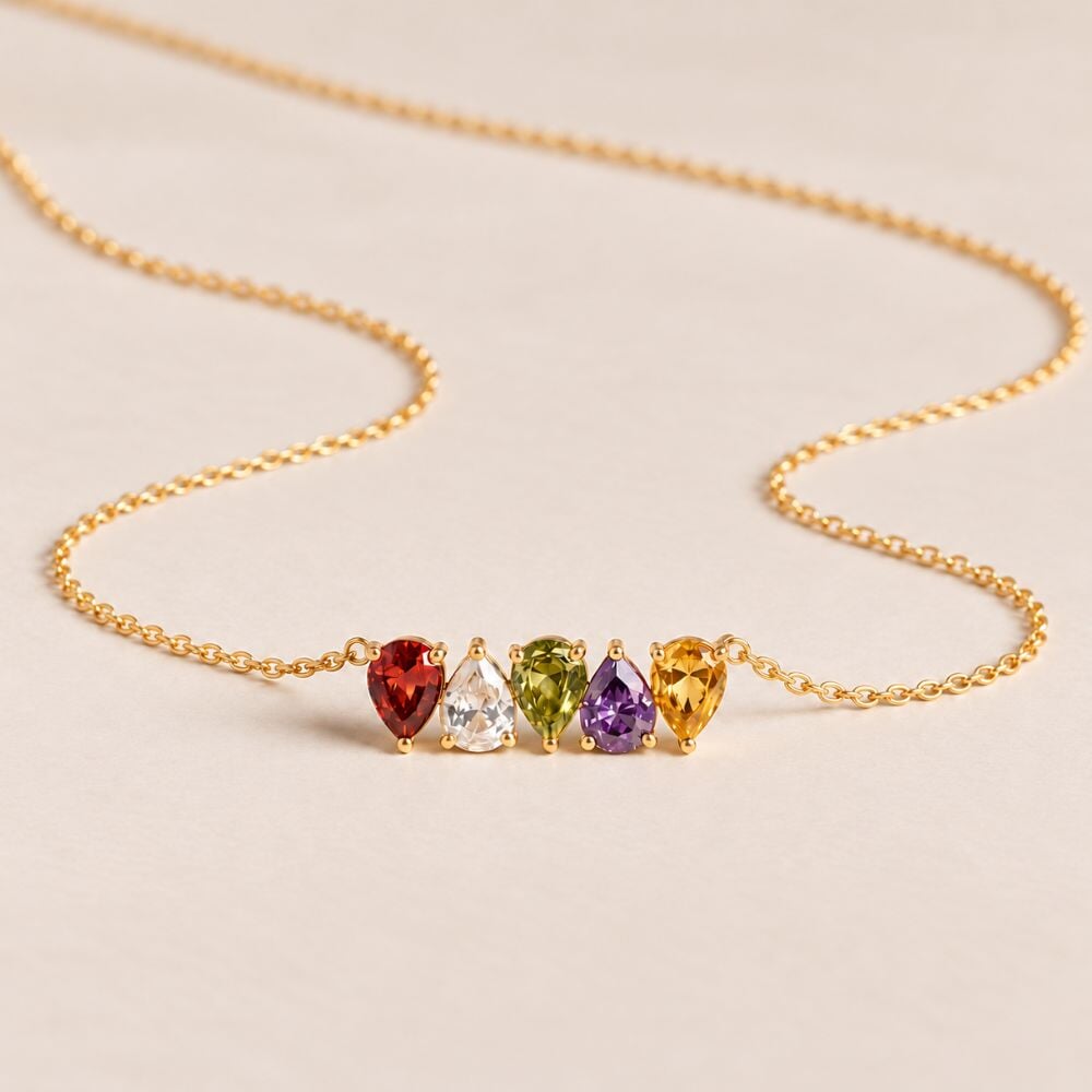 Personalised Birthstone Necklace with Up to 5 Stones