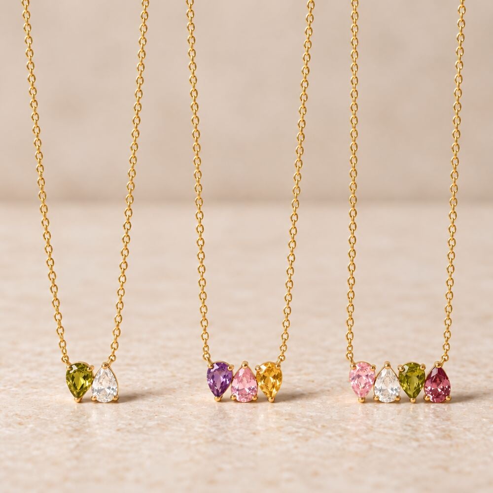 Personalised Birthstone Necklace with Up to 5 Stones