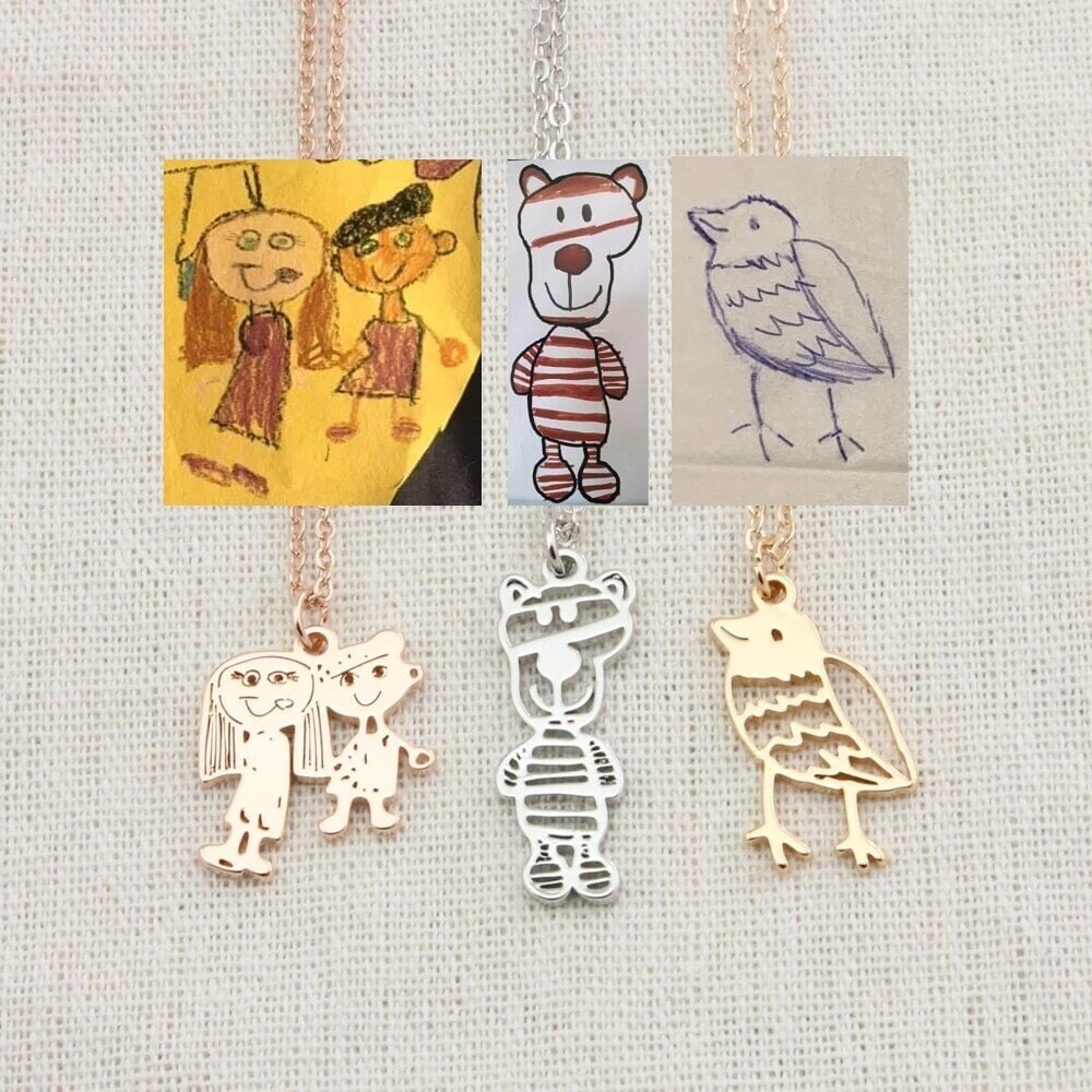 Children's Drawing As A Necklace Or Pendant