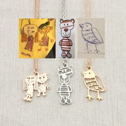 Children's Drawing As A Necklace Or Pendant