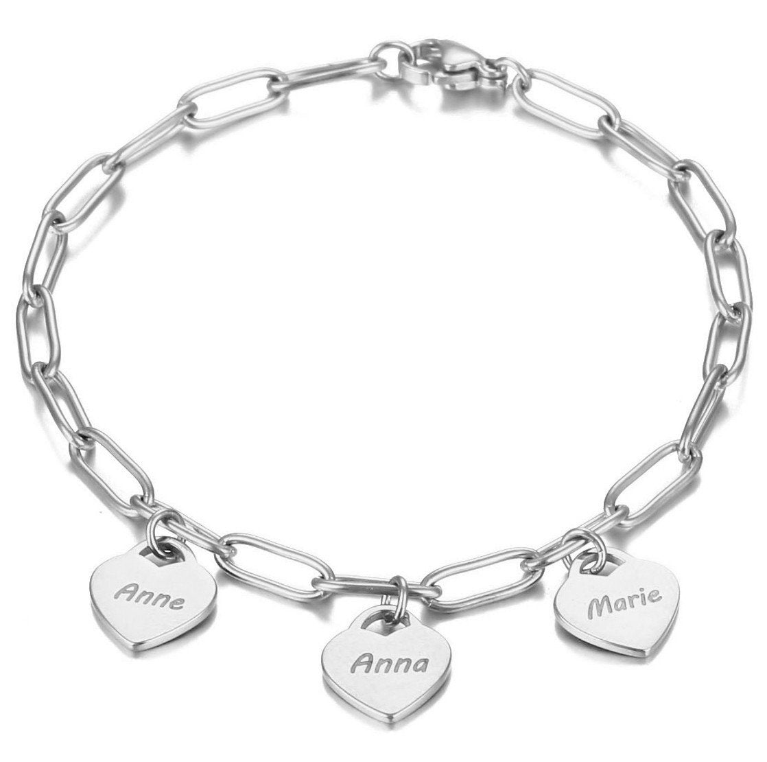 Bracelet with Personalised Heart Pendants