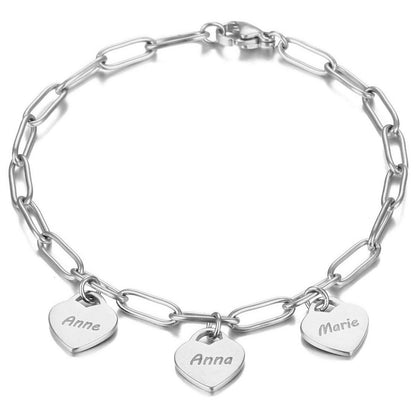 Bracelet with Personalised Heart Pendants