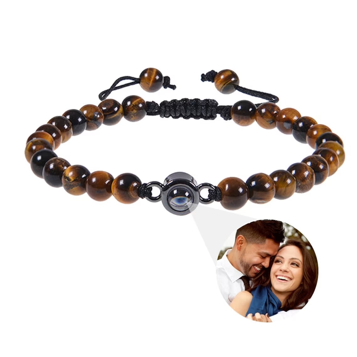 Lava stone photo bracelet | Photo projection