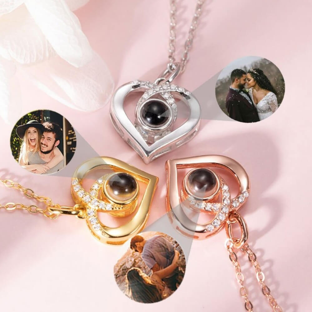 Personalised Photo Projection Necklace with Zirconia