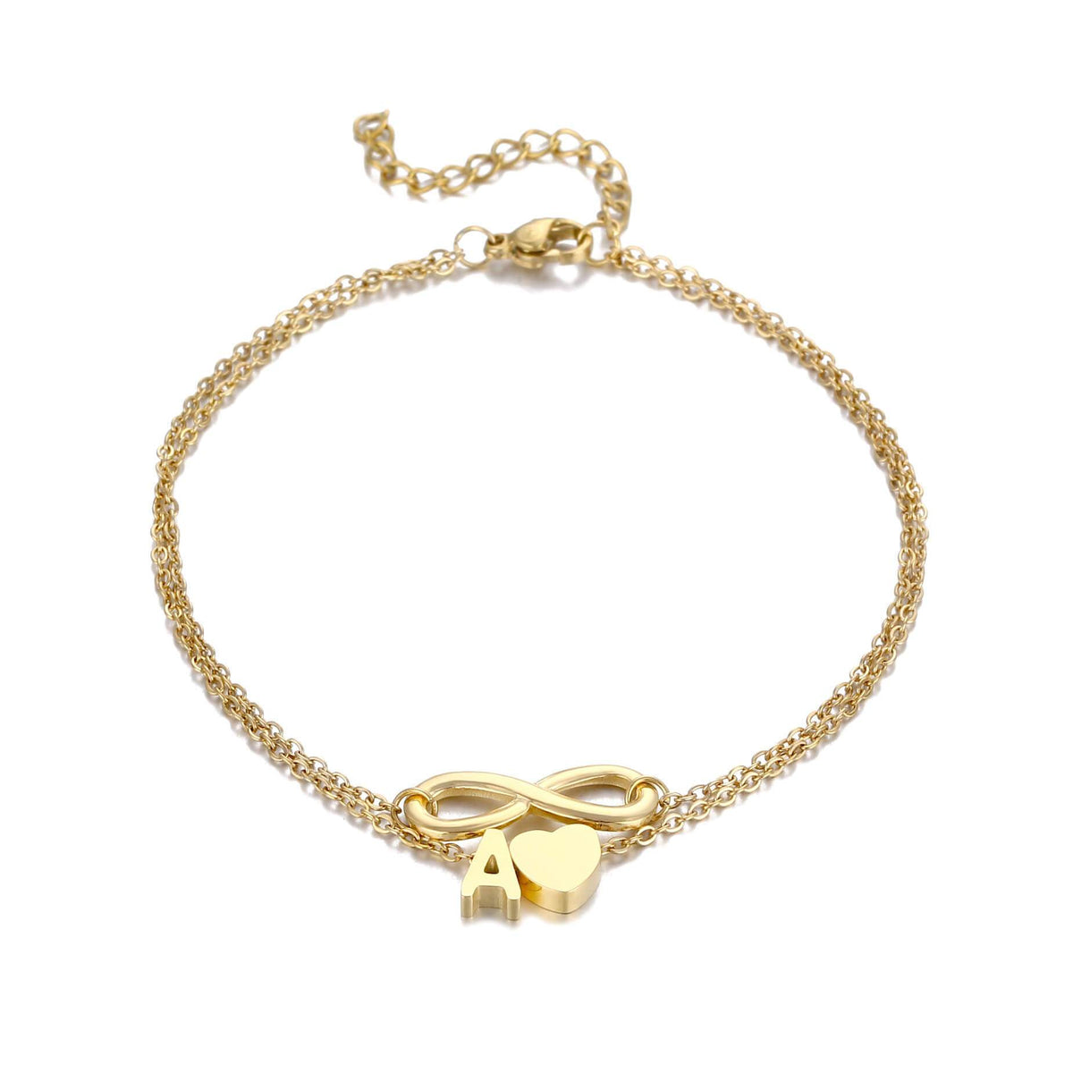 Infinity Anklet with Heart & Initial